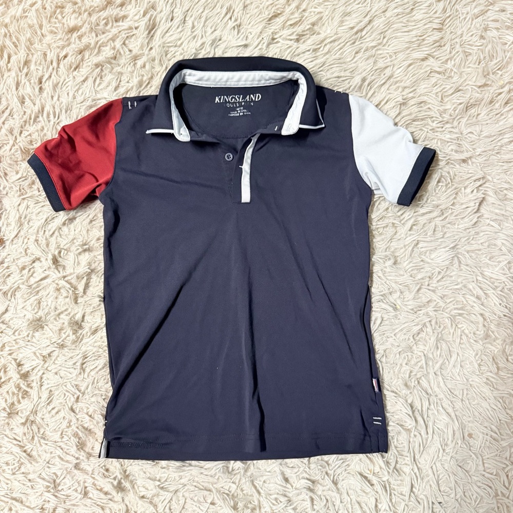 Child’s Size 146/152 Black Kingsland Short Sleeve Horseback Riding Polo Shirt